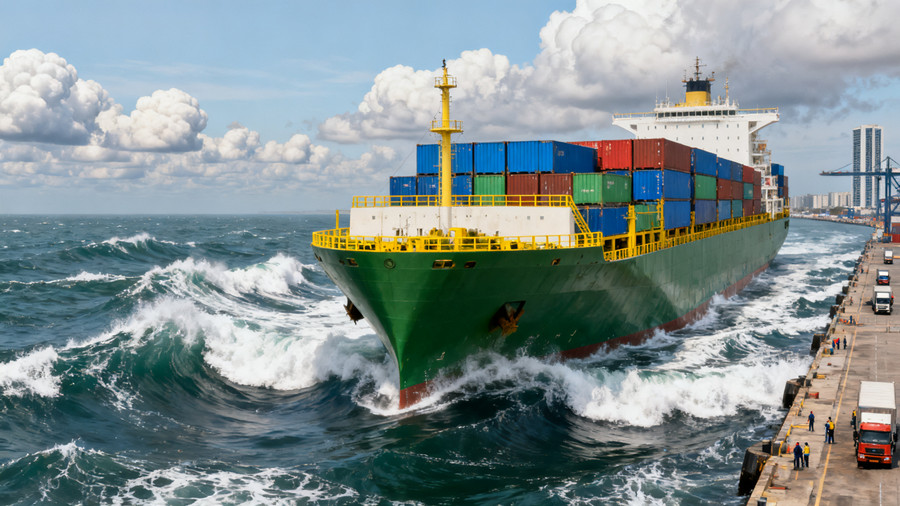 正在海上運輸物品的輪船